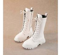 Mädchen Mode vielseitige Reißverschluss Schnürung Overknee Stiefel