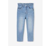 Mädchen Mom-Fit-Jeans mit Herz-Taschen, Bundweite verstellbar blau Gr. 134 von vertbaudet