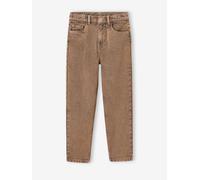 Mädchen Mom-Jeans mit hohem Bund, Bundweite verstellbar cappuccino Gr. 86 von vertbaudet