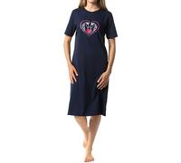 Mädchen Nachthemd kurz aus europäische Produktion - weicher Single-Jersey aus 100% Baumwolle - mit Motiv I Love Horses in der Farbe dunkelblau - Grösse 128