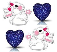 Mädchen Ohrringe echt 925 Sterling Silber Edelstahl Kinder Ohrstecker Häschen Hase blau Herz (K130+K249)