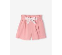 Mädchen Paperbag-Shorts aus Baumwoll-Musselin blush Gr. 128 von vertbaudet