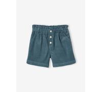 Vertbaudet Mädchen Paperbag-Shorts aus Cord Pfauenblau 98/104