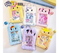 Mädchen Plüsch Kartenhalter mit Einhorn- und Regenbogen-Pony Dekor, süße Campus-Ausweiskartentasche mit Schlüsselanhänger, kann Karten, Dokumente aufn