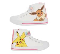 Mädchen Pokemon Segeltuch Hi Top Sneaker mit Reißverschluss Kinder Pikachu Eevee Sportschuhe Pumps Pilmsolls, weiß, 30 EU