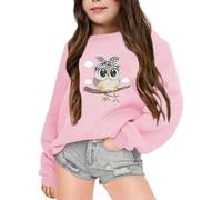 Mädchen Pullover Loose Fit Langarmshirt Niedlicher Katzen-Druck Rundhals Langarm Lässig Locker Top Mode Pullover Sweatshirt Thermoshirt Kinder Kleidung für 3-14 Jahre (9-10 Years)