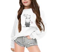 Mädchen Pullover Niedliche Katze Drucke Lässiger Lockere Sweatshirt Bequeme Streetwear Lässige Langarmshirt Oversized Casual Rundhalsausschnitt Langarm Oberteile für 3-14 Jahre