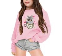 Mädchen Pullover Niedlicher Eulendruck Lockere Sweatshirt Bequeme Streetwear Lässige Langarmshirt Oversized Casual Kuschelpullover Langarm Oberteile für 3-14 Jahre