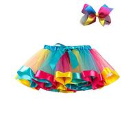 Mädchen Regenbogen Tutu Tüllrock Unterrock Regenbogen Tütü Rock Kinder Tüllrock Prinzessin Ballettrock Regenbogen Rock Layered Tüll Tutu Festliche Tüll Partykleid Ballrock