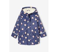 Vertbaudet Mädchen Regenjacke mit Kapuze & Teddyfleece-Futter indigo-blau 134
