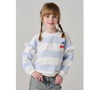 Mädchen Ringel-Sweatshirt, Volantärmel hellblau Gr. 92/98 von vertbaudet