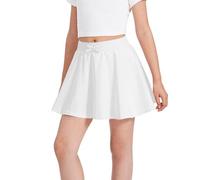 Mädchen Röck Tennisrock Innenhose Sportrock Kinder A Linie Plissierte Skater Schuluniform Minirock Mädchen Faltenrock Kinder Einfarbig Skorts (White, 7-8 Years)