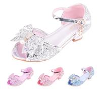 Mädchen Sandalen Glitzer Prinzessin Mary Jane Schuhe Niedrige Absätze Offene Zehen Kleid Schuhe Kleinkind Pailletten Party Hochzeit Geburtstag Abschlussball Tanzschuhe, rose, 33 EU