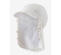 Mädchen Schirmmütze mit Nackenschutz & Rüsche Sterntaler weiß Gr. 49 cm