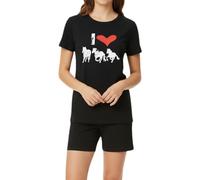Mädchen Schlafanzug kurz, weicher Single-Jersey aus 100% Baumwolle, mit Motiv I Love Horses, in der Farbe schwarz (DE/NL/SE/PL, Numerisch, 164, Regular)