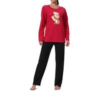 Mädchen Schlafanzug lang, weicher Single-Jersey aus 100% Baumwolle - mit Motiv Faultier mit Kissen in der Farbe Bordeaux (DE/NL/SE/PL, Numerisch, 152, Regular)