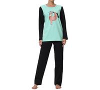 Mädchen Schlafanzug lang, weicher Single-Jersey aus 100% Baumwolle, mit Motiv Faultier mit Kopfhörer in der Farbe türkis (DE/NL/SE/PL, Numerisch, 152, Regular)