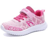 Mädchen Schuhe Sportschuhe Mesh Atmungsaktiv Laufschuhe Outdoor Sport Sneaker Turnschuhe Klettverschluss Wanderschuhe Hallenschuhe für Kinder Rosa 33