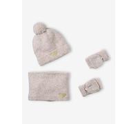 Mädchen Set: Mütze mit Herz, Rundschal & 2-in-1-Handschuhe wollweiß Gr. 86/98 von Vertbaudet