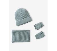 Vertbaudet Mädchen Set: Mütze, Rundschal & 2-in-1-Handschuhe salbeigrün 86/98