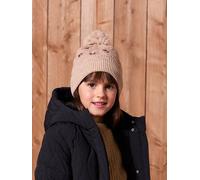 Mädchen Set: Mütze, Snood & Fäustlinge mit Lochmuster & Stickereien beige golden Gr. 86/98 von Vertbaudet