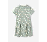 Vertbaudet Mädchen Shirtkleid Basic salbeigrün margeriten 116