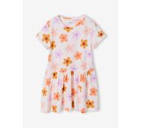Mädchen Shirtkleid BASIC weiß/orange geblümt Gr. 140 von Vertbaudet
