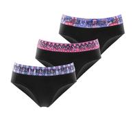 Mädchen-Slip, Baumwolle, Höschen und Slips für Kinder, Blumen, bequem und dehnbar (3 Stück), Schwarz/Rosa/Blau/Violett, 6-8 Jahre