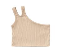 Mädchen Sommer Geripptes Tank Top Einschultrig Modisch Armelloses T-Shirt Basic Einfarbige Stricken Bauchfrei Oberteile 2026 Ballett Gymnastik Tanzkleidun 1-8 Jahre