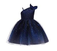 Mädchen Sommer Kleid Schulterfrei Kinderkleid Ärmellos Elegante Kinder Prinzessin Tüll Sommerkleid Kleid A Line Swingkleid High Low Kleid Lässig Kleider Marineblau 100