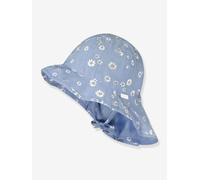 Mädchen Sonnenhut mit Nackenschutz & Blümchen maximo helles blau Gr. 51 cm