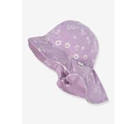 Mädchen Sonnenhut mit Nackenschutz & Blümchen maximo pulver lila Gr. 47 cm