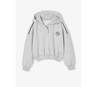 Mädchen Sport-Kapuzensweatshirt mit Recycling-Polyester grau Gr. 140 von Vertbaudet