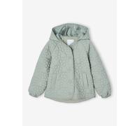 Vertbaudet Mädchen Light-Steppjacke mit Blumenmuster graugrün 98/104