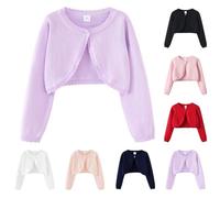 Mädchen Strickjacke Bolero Cardigan Strick-Pullover Jacke Süße Strickjacken mit Knöpfen Jäckchen für Kleid Festlich Cocktailkleid Kinder Elegant Bolerojäckche (Light Pink, 3-4 Years)
