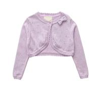 Mädchen Strickjacke Langarm Shrug Baumwolle EIN-Knopf Bolero Kinder Sweatshirt Hochzeit Kommunionkleid Taufekleid Mantel Strickwaren für Unifarben (Purple, 12-18 Months)