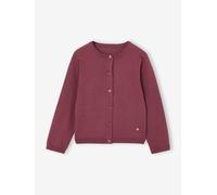 Mädchen Strickjacke mit Glitzerherz BASIC pflaume Gr. 140 von Vertbaudet