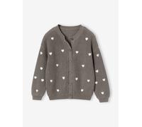 Mädchen Strickjacke mit kleinen Stickereien olivgrün Gr. 92/98 von Vertbaudet