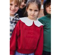 Mädchen Sweatshirt mit besticktem Kragen rot Gr. 116 von Vertbaudet