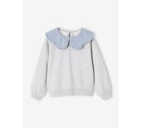 Mädchen Sweatshirt mit breitem Kragen grau Gr. 140 von Vertbaudet