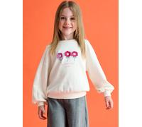 Mädchen Sweatshirt mit Recycling-Polyester, Blumen oder Sterne wollweiß Gr. 146/152 von vertbaudet