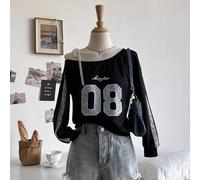 Mädchen Sweatshirt, modisch & süß, Spitzen-Schulter-Dekor Langarm Sportbekleidung, passend zu Jogginghosen, Jeans, Hosen, Jacken