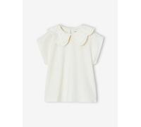 Mädchen T-Shirt mit besticktem Kragen, personalisierbar wollweiß Gr. 98/104 von vertbaudet