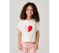 Mädchen T-Shirt mit Wendepailletten, verschiedene Designs wollweiß Gr. 140 von vertbaudet
