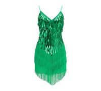 Mädchen Tanzkleid mit Pailletten, atmungsaktiv, weich, glitzernd, ärmellos, Trägerkleider, Teenager, Kinder, Mädchen, leicht, bequem, Tanzröcke, Kleidung, einfarbig, weich, bequem, grün, 140