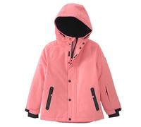 Mädchen Übergangsjacke Gefütterte Regenjacke mit Abtrennbare Kapuze Winter Children's Cotton Jacket Outdoor Sports And Leisure Punching Jacket Padded And Thickened Warm Jacket (Pink, 134)