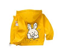 Mädchen Übergangsjacke mit Kapuze Winddicht Softshelljacke Niedliches Windjacke Kinder Atmungsaktiv Outdoorjacke Teenager Mädchen Cartoon Herbst Jacke Süßer Kapuzenmantel Dünne Kinderjacke