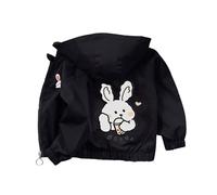Mädchen Übergangsjacke mit Kapuze Winddicht Softshelljacke Niedliches Windjacke Kinder Atmungsaktiv Outdoorjacke Teenager Mädchen Cartoon Herbst Jacke Süßer Kapuzenmantel Dünne Kinderjacke