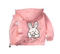 Mädchen Übergangsjacke mit Kapuze Winddicht Softshelljacke Niedliches Windjacke Kinder Atmungsaktiv Outdoorjacke Teenager Mädchen Cartoon Herbst Jacke Süßer Kapuzenmantel Dünne Kinderjacke