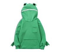 Mädchen und Jungen Hoodie Kapuzenpullover Lustig Frosch Frauen Sweatshirt Pullover mit Reißverschluss und Taschen Herbst Winter Party Lässige Hoody Oberteile (Green, 8-9 Years)